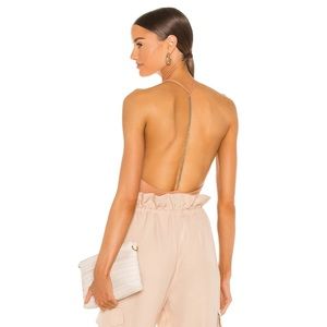 h:ours Beige Chain Halter Bodysuit